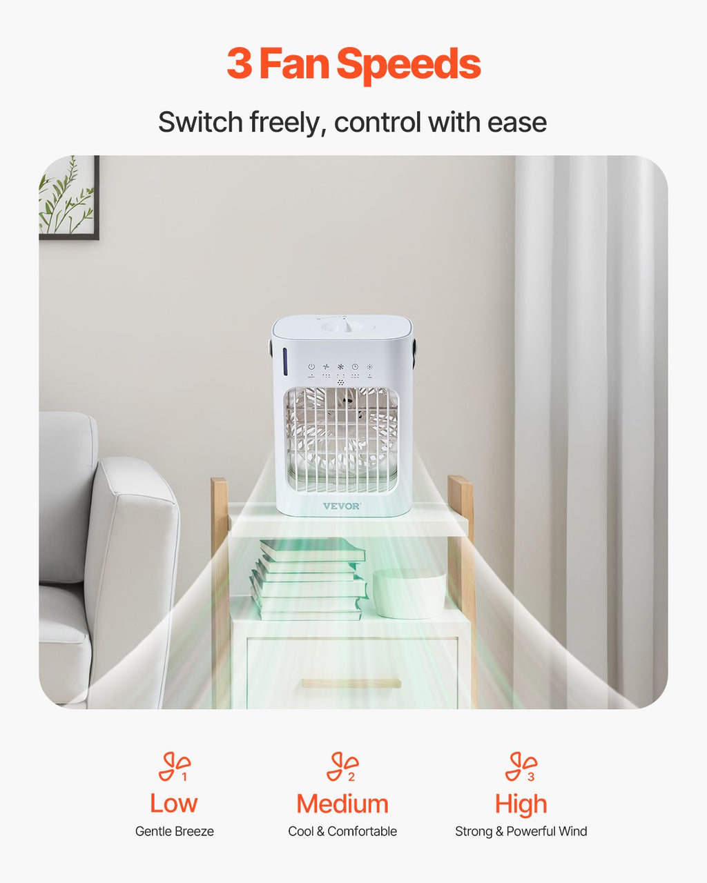 Portable Air Conditioner 4-in-1 Evaporative Air Cooler 700ml Water Tank